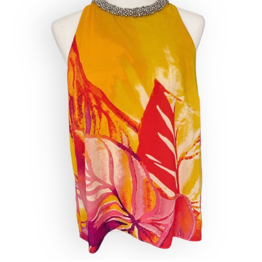 Jennifer Lopez Sleeveless Embellished Romantic Going Out Y2K Glam Top Size M